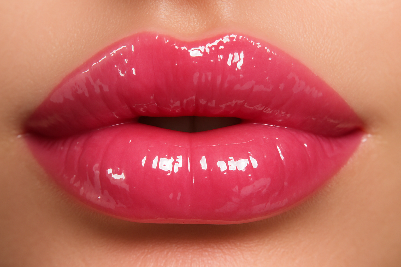 Glossy pink lips