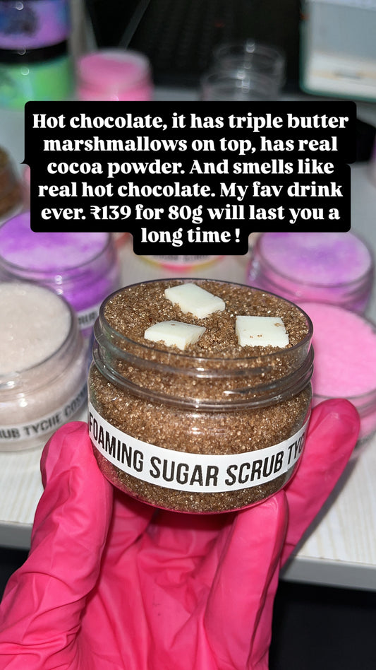 Hot chocolate - Body scrub 80g/600g ( triple butter soap as marshmallows on top )
