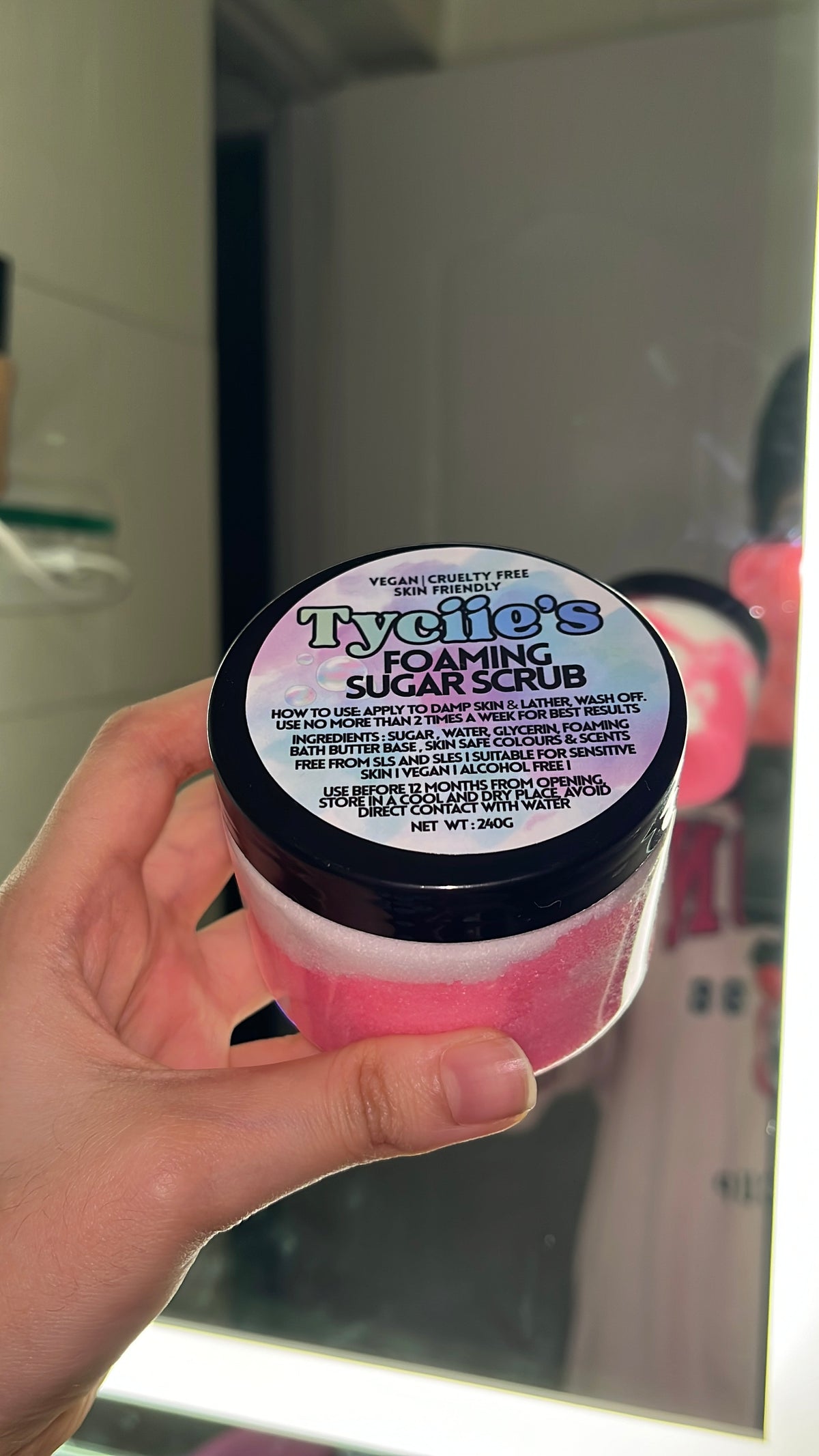 Strawberry Vanilla Foaming Sugar Scrub 240g / 1kg 🍓🫧🧼