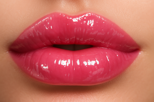 Glossy pink lips